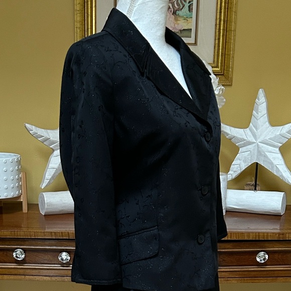 Women’s Vtg 90’s Y2K Office Girl Formal Black Floral Embroidered 2 PC Skirt Set - Picture 6 of 15